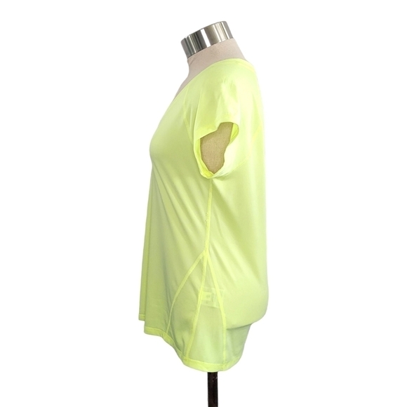 Ideology Short Sleeve V-Neck Relaxed Fit T-Shirt Women's S Highlighter Yellow - Picture 2 of 10